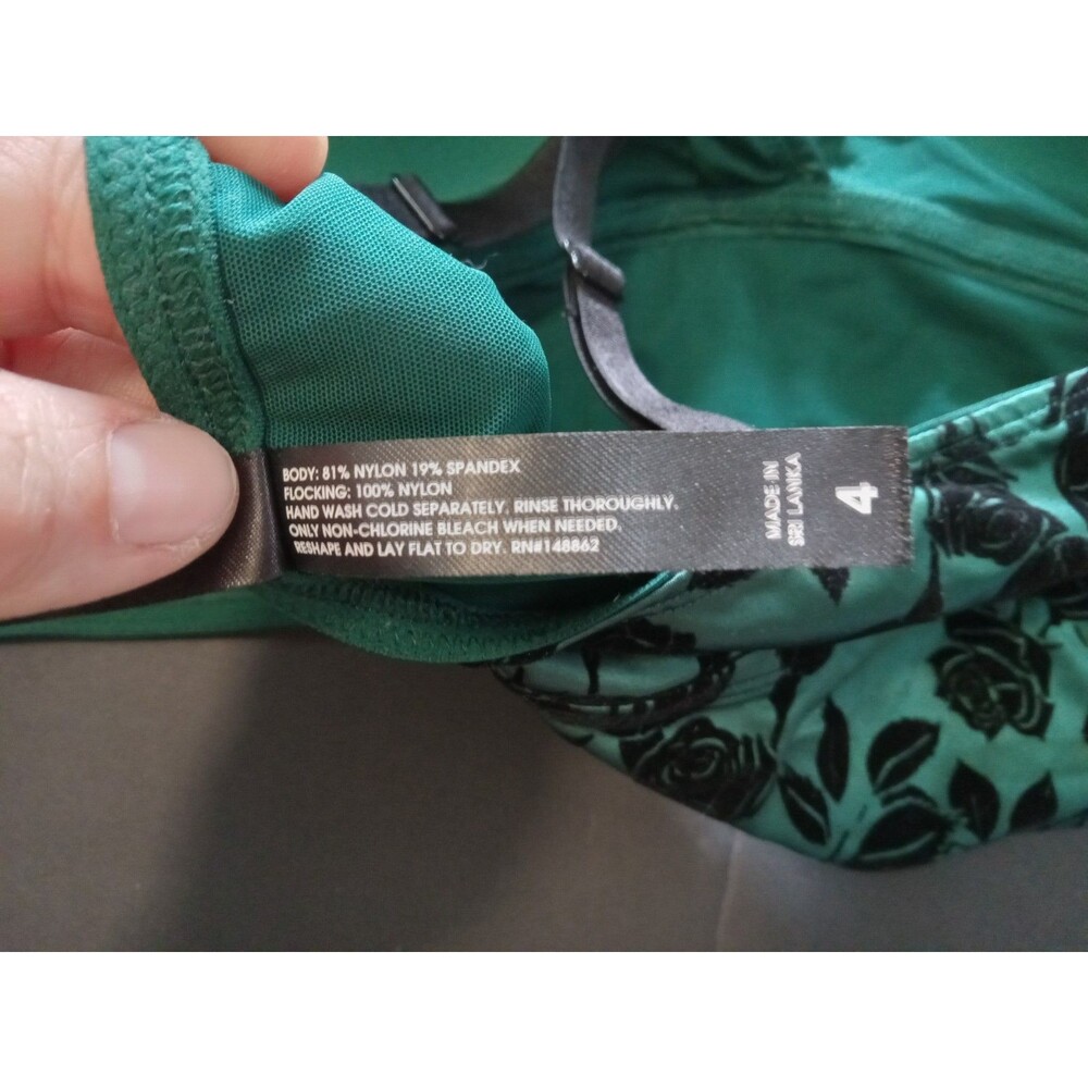 Torrid Lightly Lined Flocked Green & Black Shine Bralette Bra 4 or 26 Plus - Picture 14 of 14